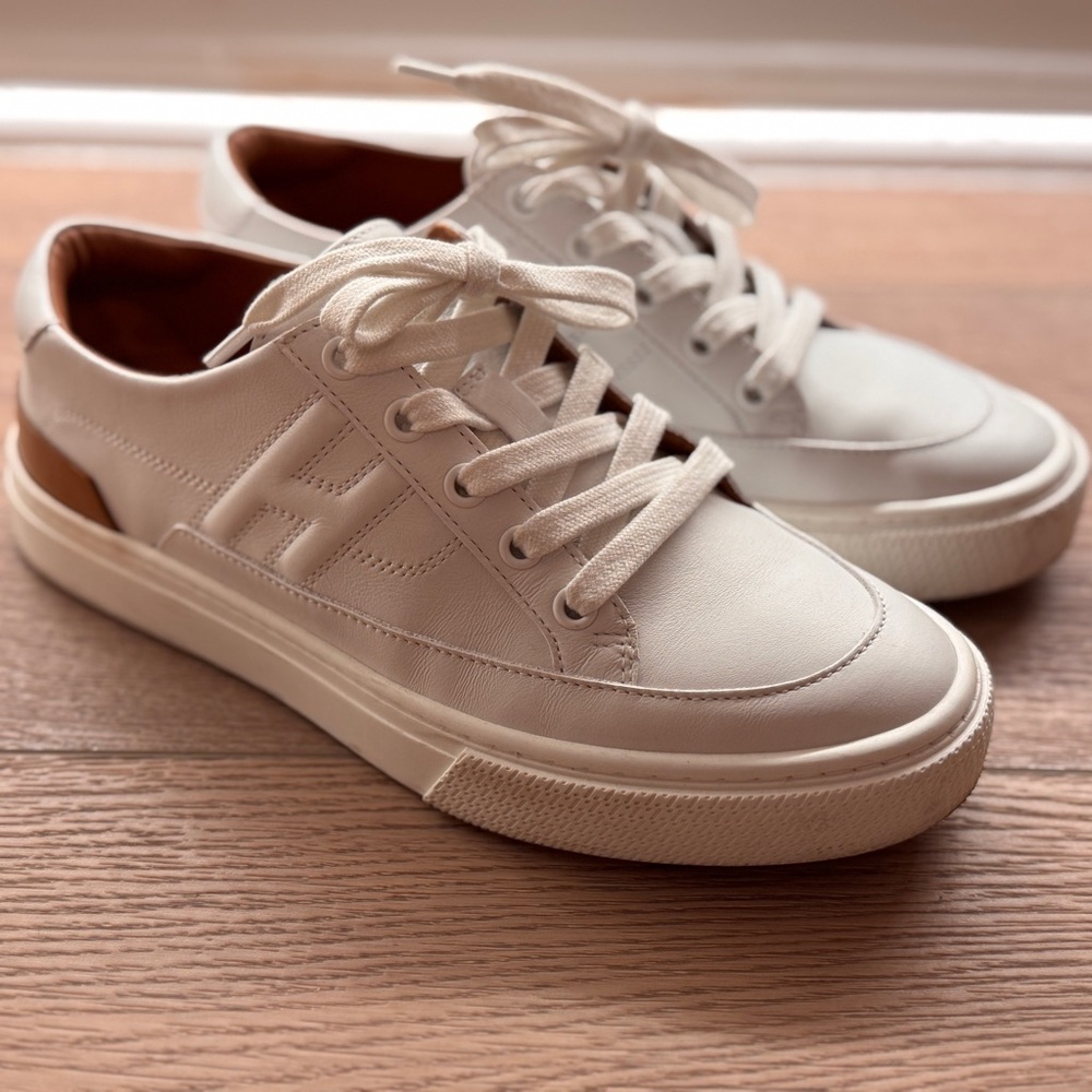 Women Hermes White Leather Sneakers 37.5